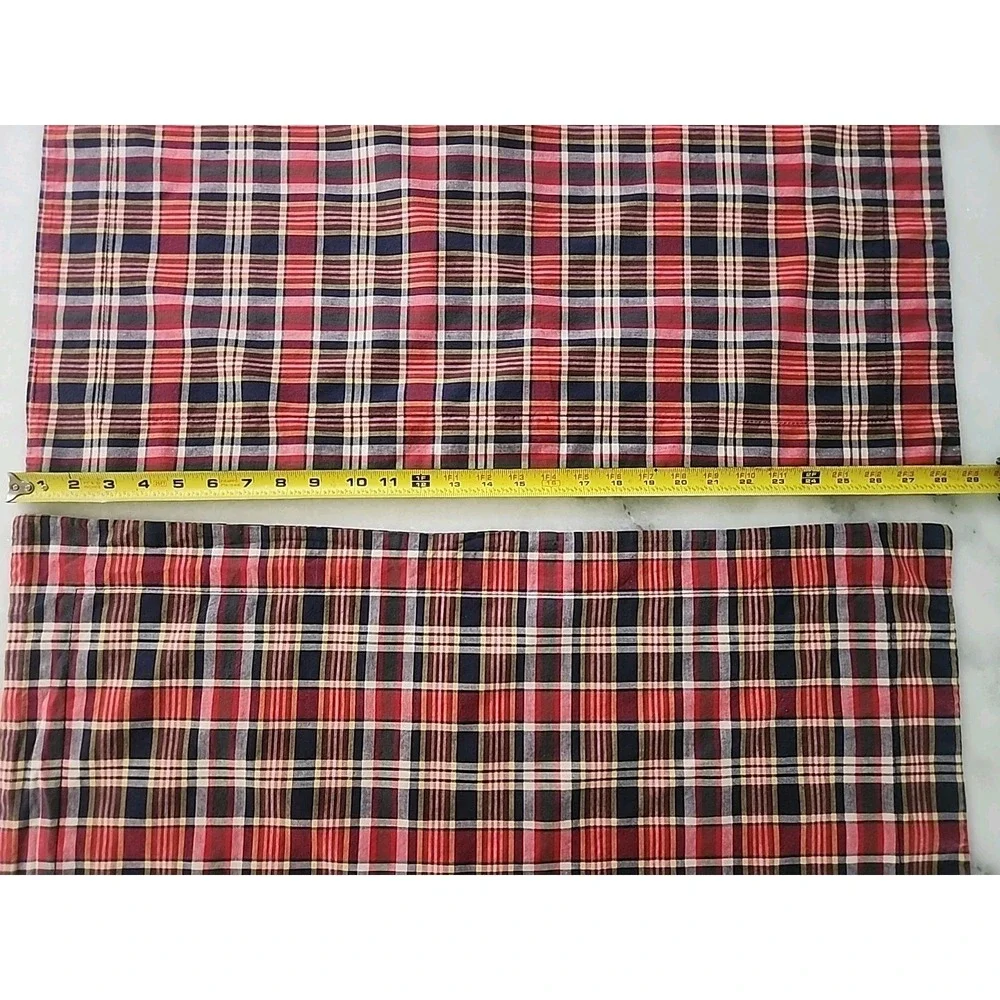 VTG 2/Ralph Lauren Kennebunkport Madras Tartan Plaid Standard Shams Red Navy VGC